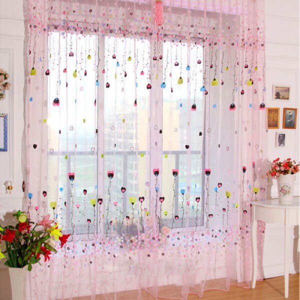 Ballonmønster blotte gardiner til vuggestue stanglomme vinduesgardiner voile tyl til soveværelse stue: Default Title