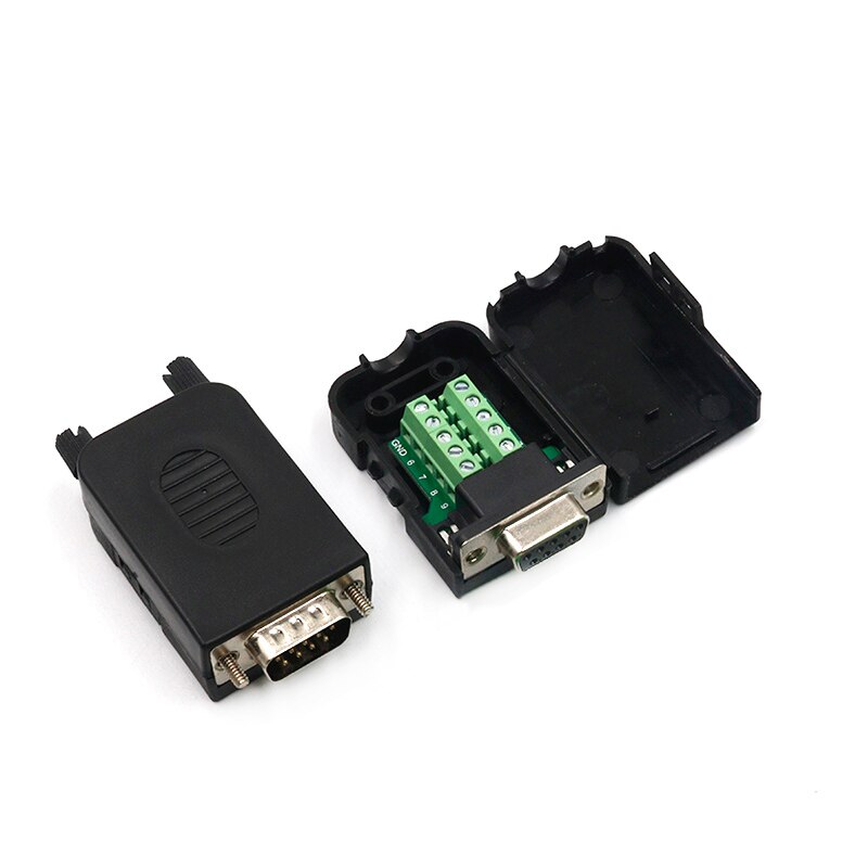 DB9 serial COM transfer-free solder terminals RS232 female connector with back side screw DIY