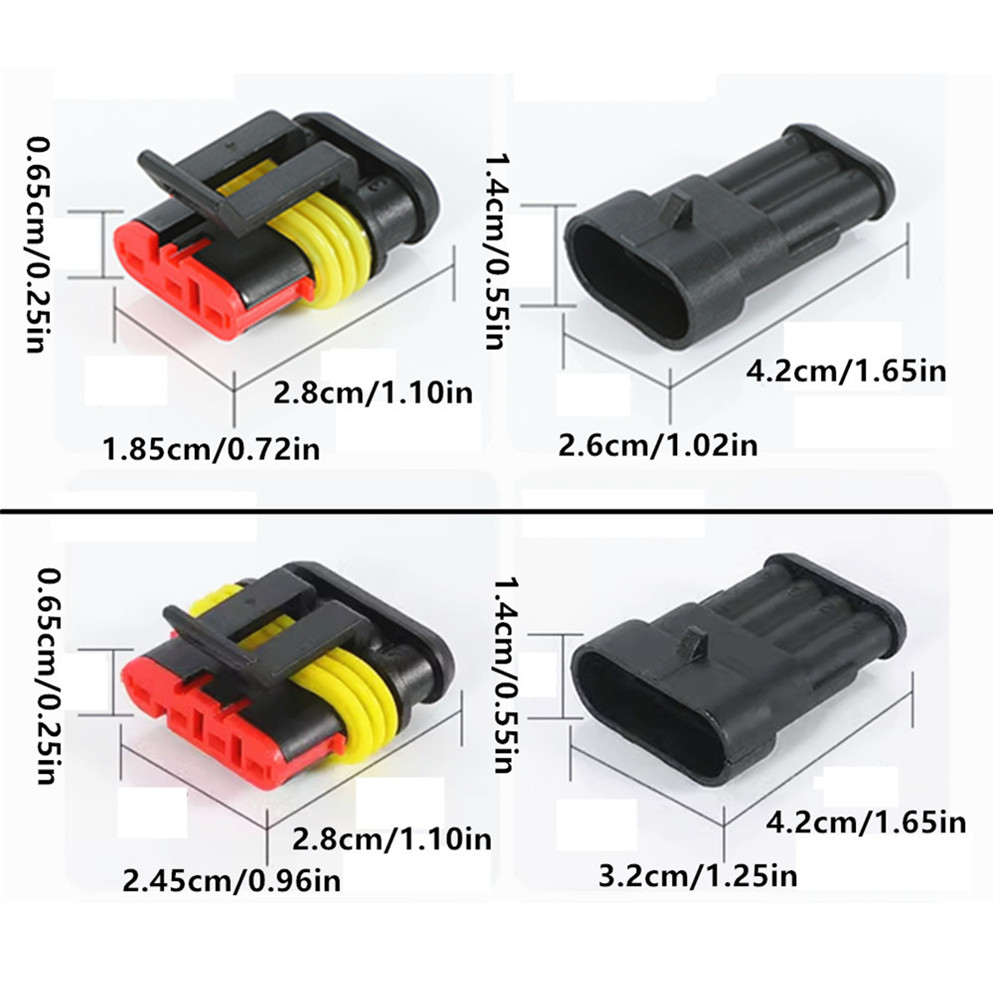 1/2/3/4 -polig vattentät kontakt, elektrisk terminal snabbkontakt , 10 st / 5 set, med kabel, lämplig för bilar, fartyg etc.