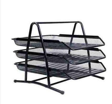 MIRUI Desk Organizer 3-Tier File Document Letter Paper Tray Sorter Collection Desktop Organizer Holder Shelf Metal Mesh silver