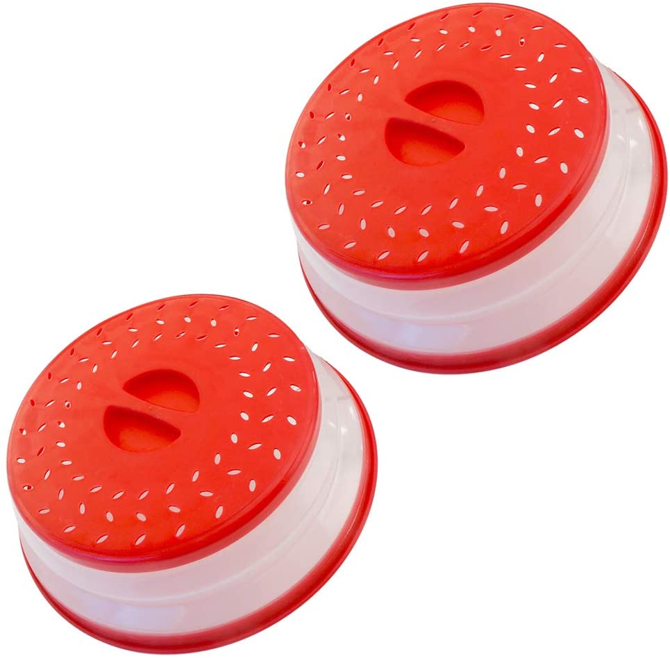 Foldable Microwave Spatter Cover Kitchen Sealing Heating Covers Oil Preventer Cover For Refrigerator Microwave Oven , BPA-Free: Red x 2