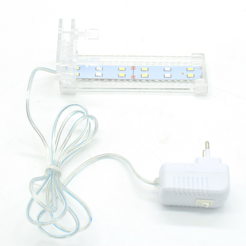 Luz de cristal para acuario, lámpara de luz con Clip para pecera, luces LED para plantas, iluminación para acuario de 14,5-42,5 cm, enchufe europeo