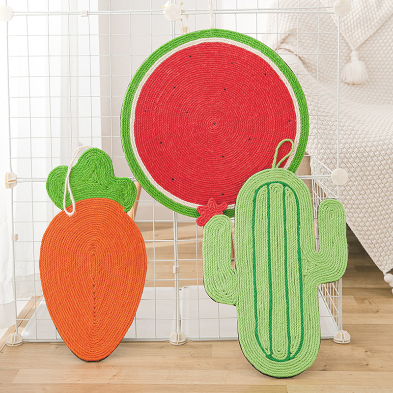 Natural Sisal Cat Scratching Board Fruit Carrot Cat Furniture Claw Sharpener Kitten Hanging Exercise Tool Cat Scratcher