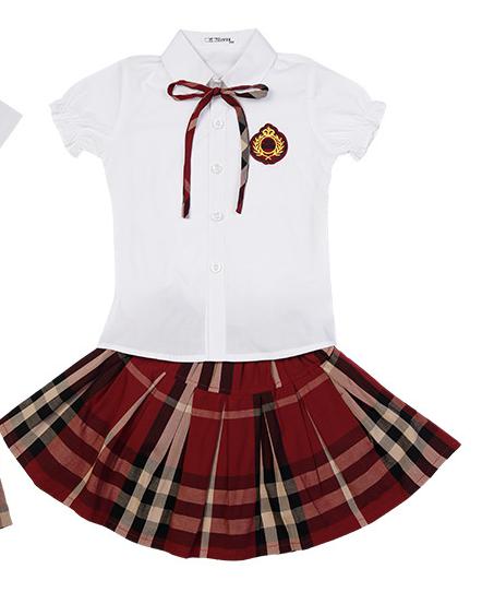 freundlicher Koreanische Schuluniform Für Primäbetreffend Kindergarten Jungen Girlsshort Hülse Shirt verrotten Karierten Felsen Kleiden Satz Chor Kostümich: Mädchen einstellen / 100cm Höhe