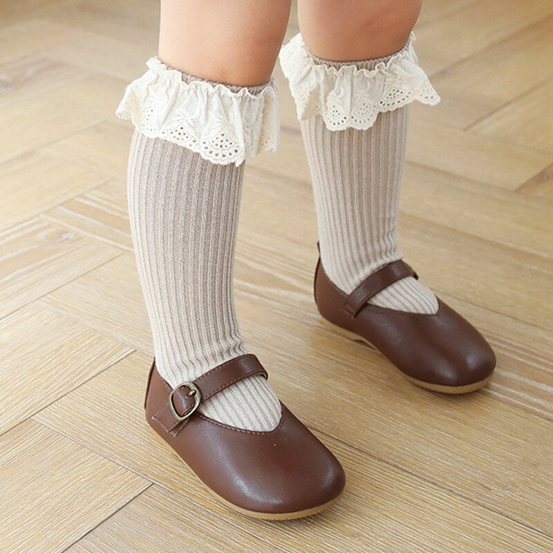 Frühling Sommer Nette Baby Kleinkinder Mädchen Boden Socken Kleinkinder Lange Weiche Baumwolle Spitze Kniehohe Rüschen Socke Anti-Unterhose prinzessin Socke