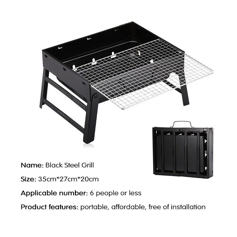 Foldable Barbecue Grill Camp Cooker Charcoal Stove Family Travel Home Barbecue Grill Mini BBQ Outdoor Portable Stainless Steel