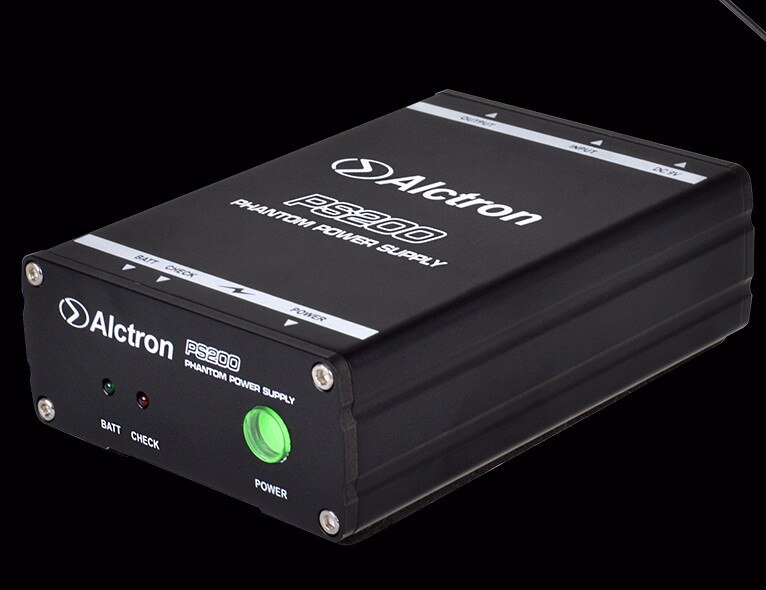 Alctron-fuente de alimentación phantom PS200, dispositivo Original de 48V para micrófono de condensador, con batería de 9V y adaptador de 9V
