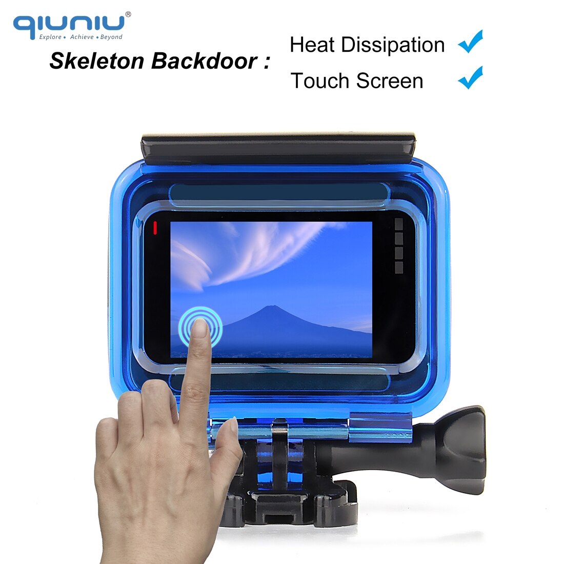 Qiuniu voor gopro hero 7/6/5 zwarte beschermende skeletbehuizing, zijwaartse open behuizing voor gopro 5 6 7 zwarte behuizing accessoires