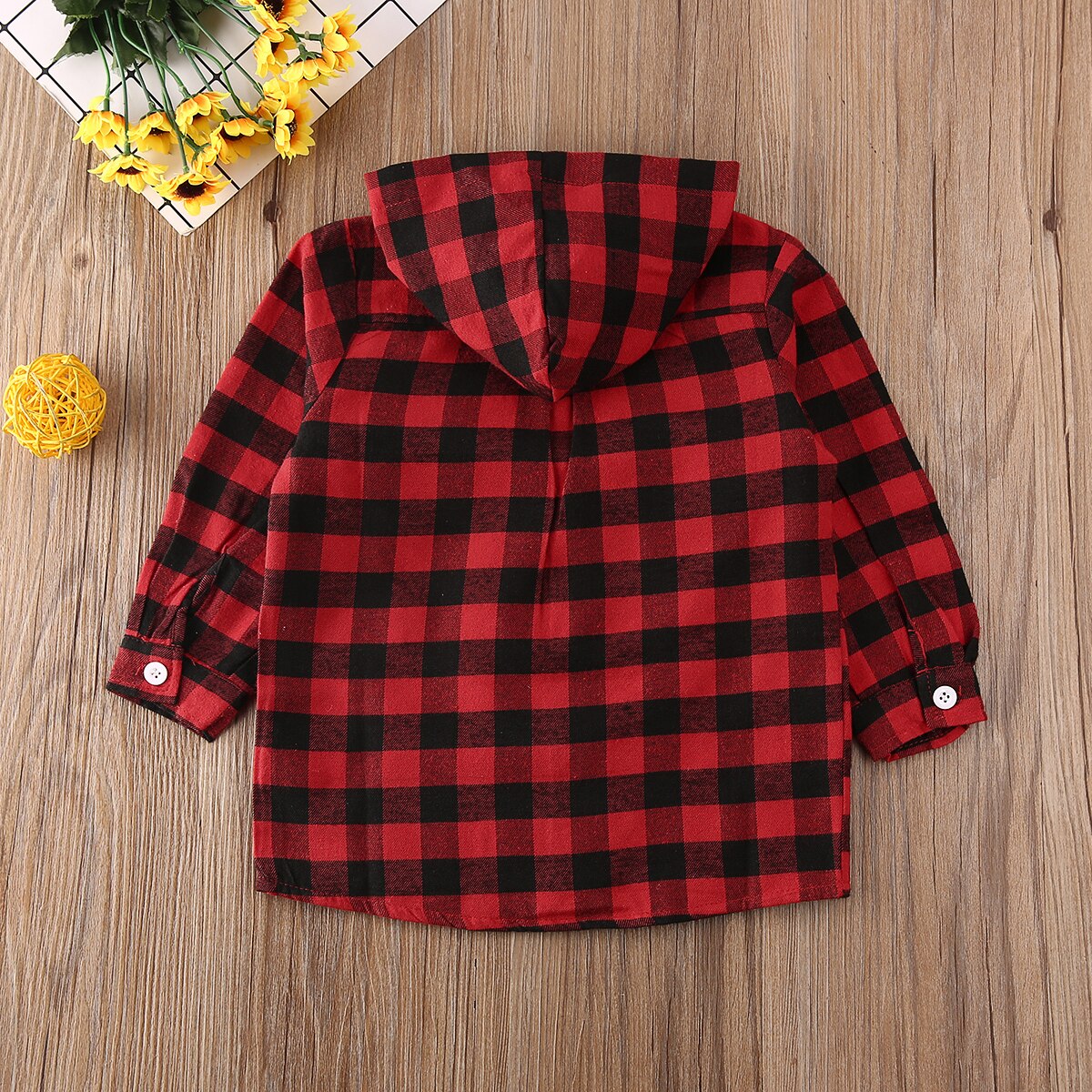 Pudcoco niño ropa para bebé (niño o niña) Navidad Plaids Camisa con capucha de manga larga prendas de vestir exteriores camisa abrigo ropa 2-7Y