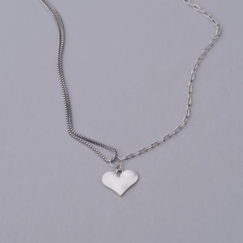 Foxanry 925 Sterling Silber Halskette für Frauen Trend Punk Jahrgang Süße Liebe Anhänger Schlüsselbein Kette Partei Schmuck Geburtstag