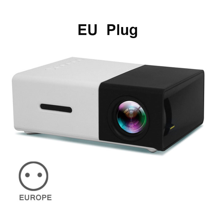 Salange YG300 Mini Projector LED Projector 500LM Audio HDMI USB Mini YG-300 Proyector Home Theater Media Player Beamer: Black EU Plug