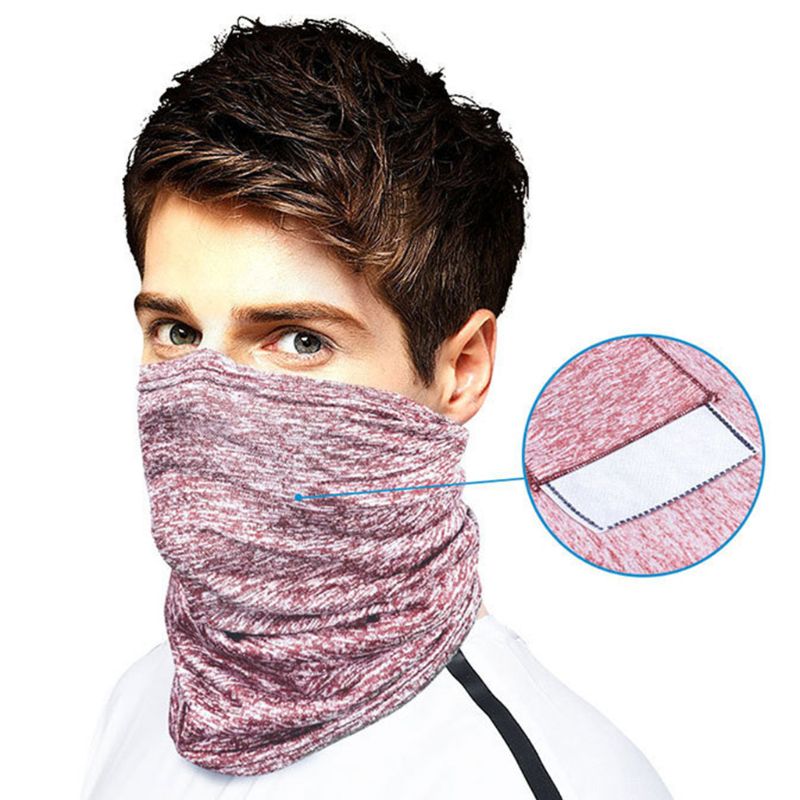 Écharpe pour masque Bandana unisexe sans couture | Avec poche filtrante, guêtre de cou couleur unie cyclisme anti-poussière pour l'extérieur,: R