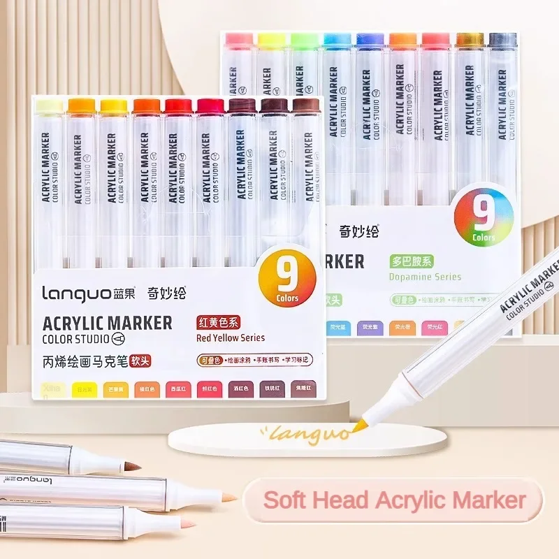 Bolígrafos de pintura acrílica de 9/162 colores, pincel marcador para pintura en roca, piedra, cerámica, vidrio, madera, lienzo, suministros de Arte DIY, papelería