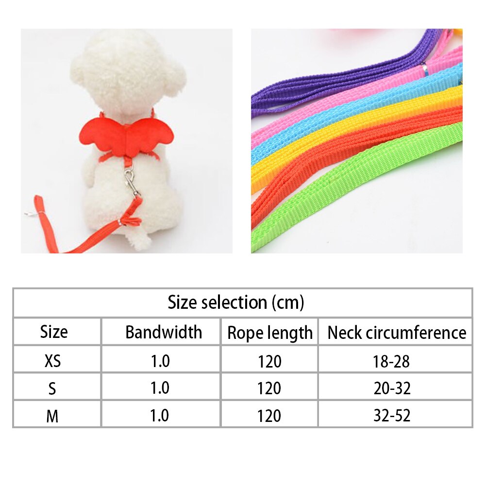 Schattige hond puppy engelenvleugel wandelriem harnas riem riem halsband verstelbaar