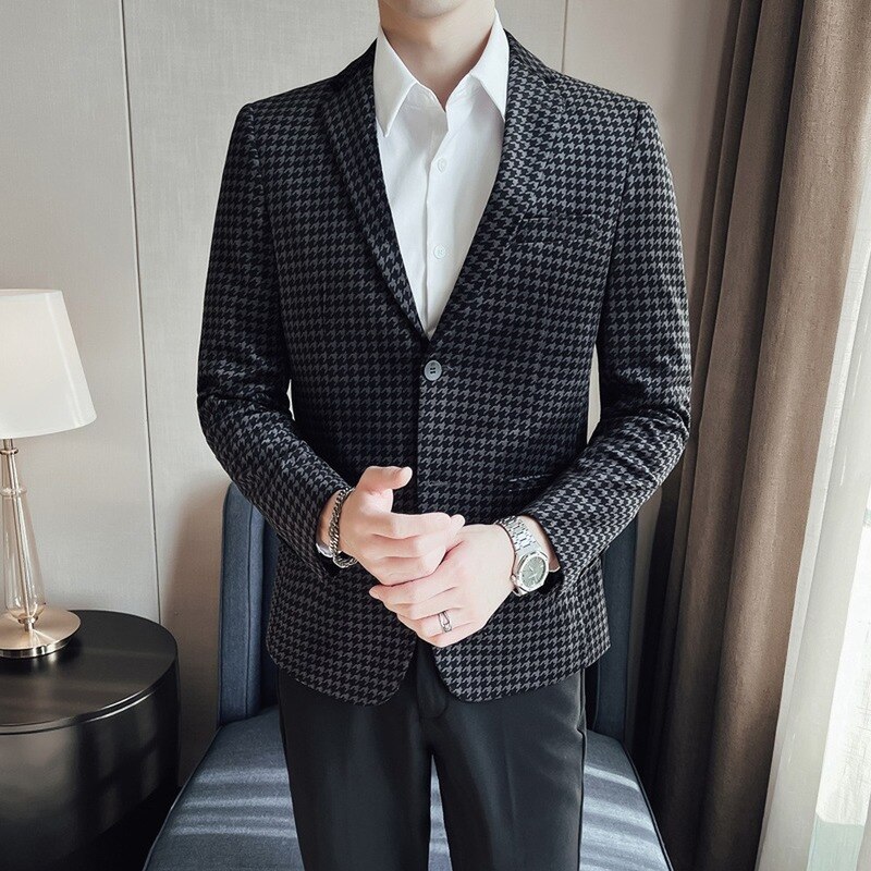 Chaqueta de terciopelo para hombre, traje informal de para boda, ropa de calle, vestido de novio Social, chaqueta masculina