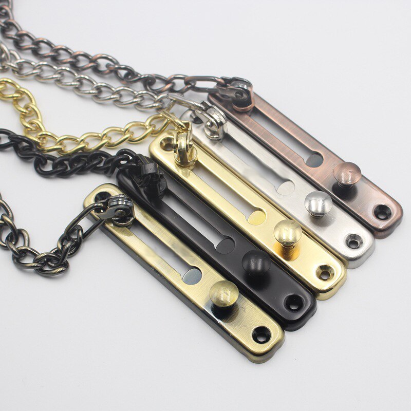 Door Chain Lock Stainless Steel Security Chain Guard With Spring Anti Theft Press Lock Heavy Duty Polished Door Latch With Screw