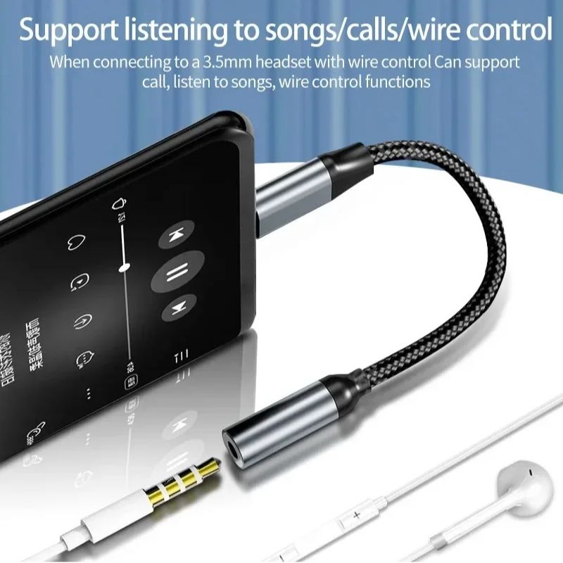 Adaptador de auriculares con Cable auxiliar USB tipo C a 3,5mm para Huawei Honor Oneplus iPad iPhone 15 Series auriculares con cable adaptador de conector 3 5