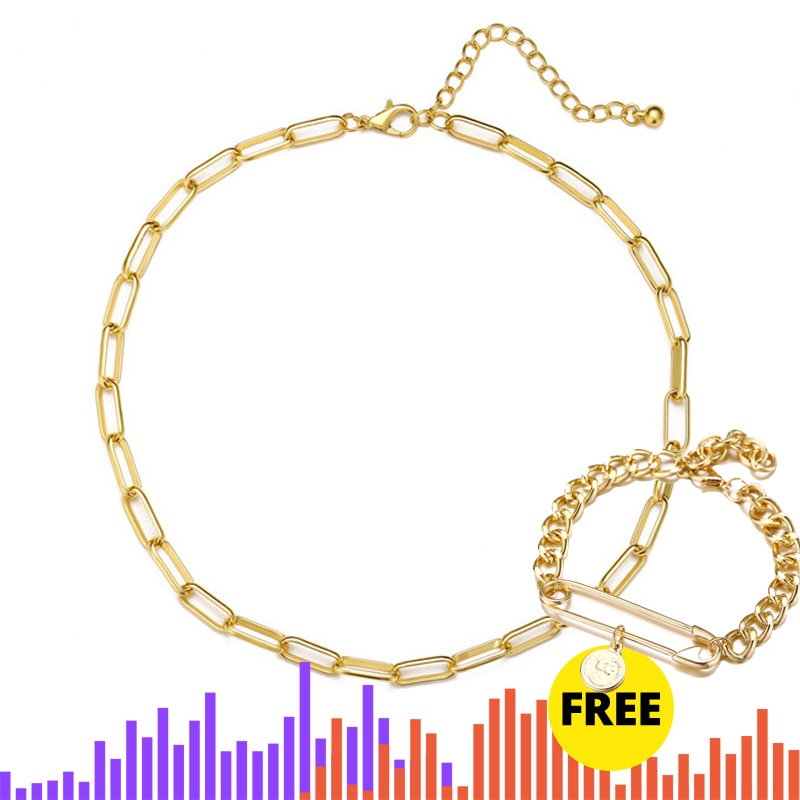 Punk Charm Chain Choker Necklace for Women Golden Miami Gold Thick Chain Link Choker Necklaces Female Jewelry: 5110001   5244