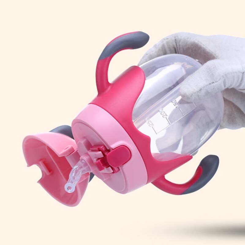 Mamadeira bpa gratis nappflaska säker pp spädbarnsjuice mjölk vatten matningskopp barnmjölk sippy flaska med halmhandtag
