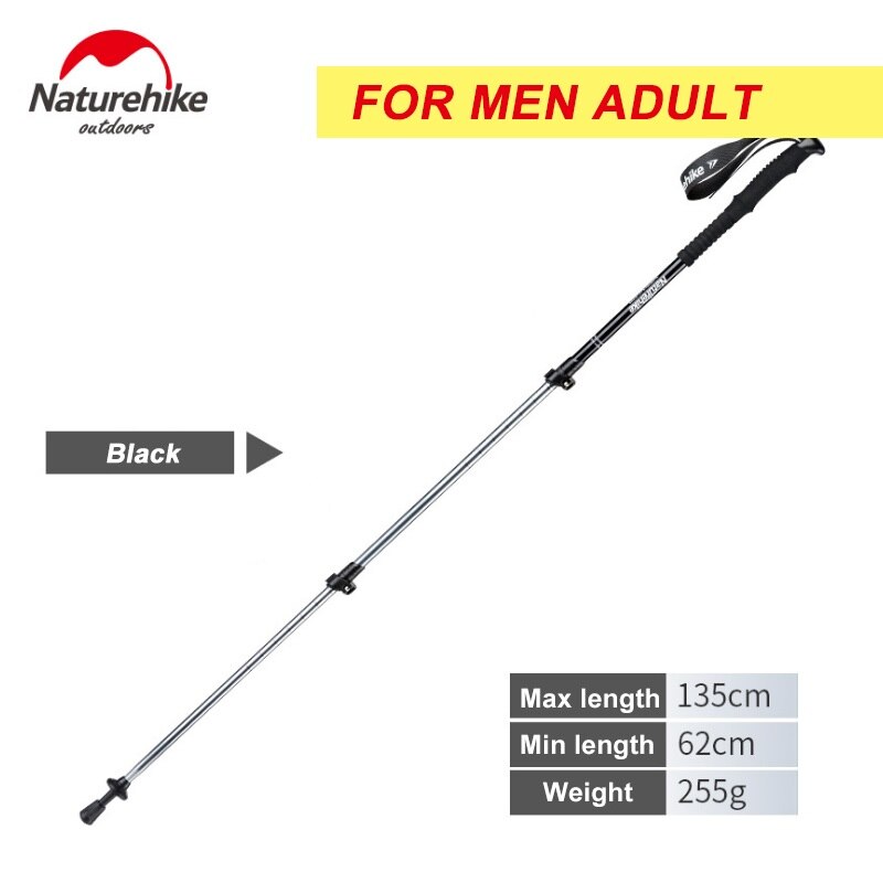 Naturehike – bâtons de randonnée ultralégers, bâtons de randonnée, camping familial: Men Black