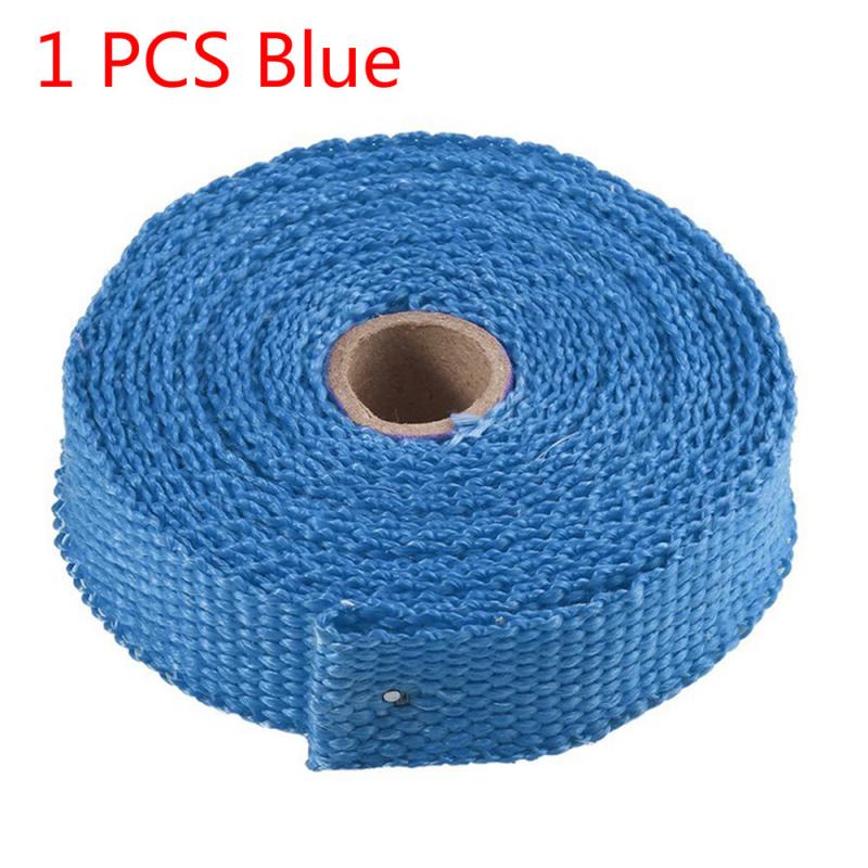 5M Motorfiets Uitlaat Thermische Tape Header Heat Wrap Manifold Isolatie Roll Slip Met Roestvrij Banden Auto Accessoires: Blue
