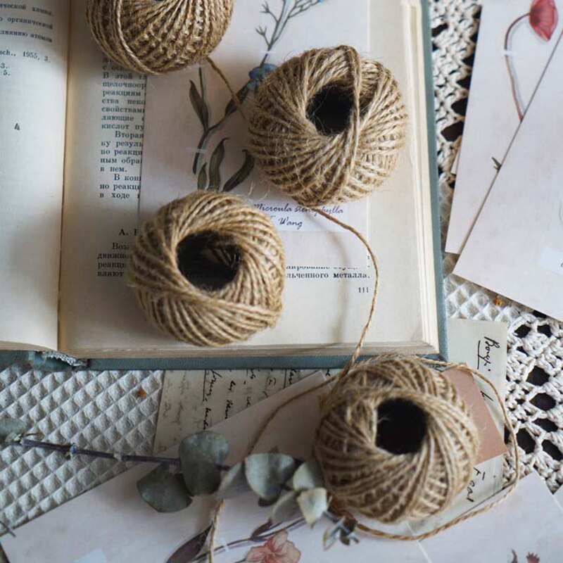 50M cuerda de cáñamo Natural DIY arpillera Hessian Cable de hilo de yute cuerda de cáñamo cuerdas de embalaje de