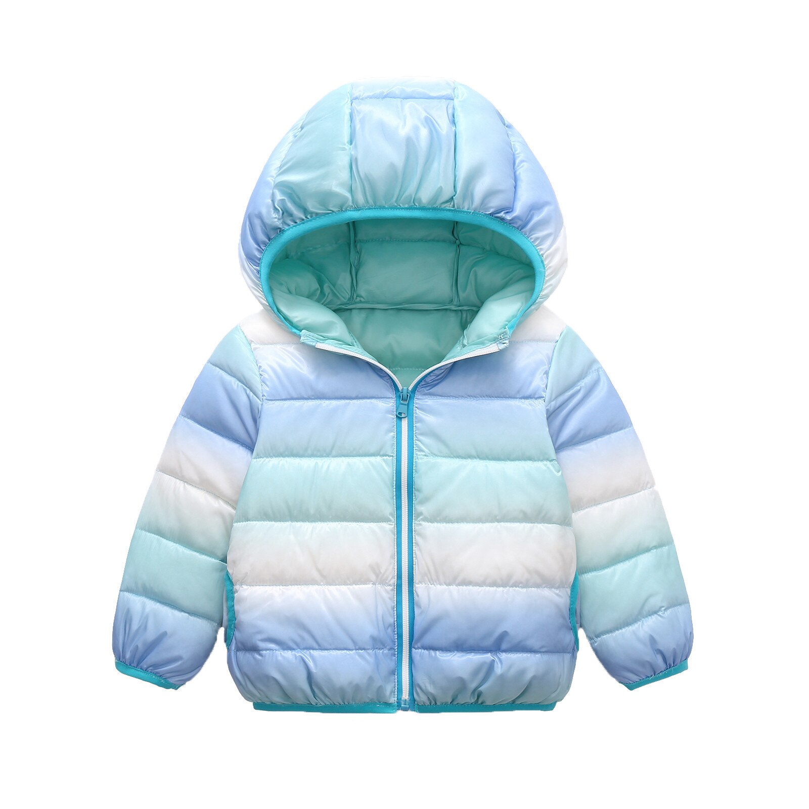 Baby Winter Rainbow Jacket Newborn Baby Boys Girls Long Sleeves Tie-dye Hooded Coat Zipper Warm Clothes Куртка Зимняя Женская: Blue / 2T