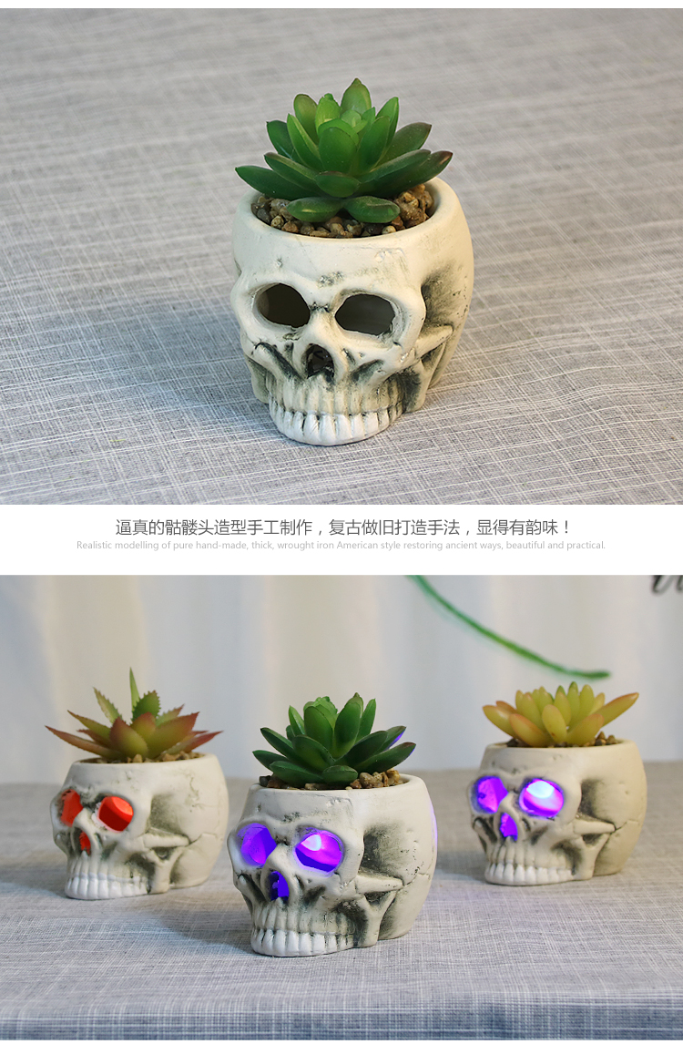 Skull Head Flower Vase Home Deco Ceramic Vase