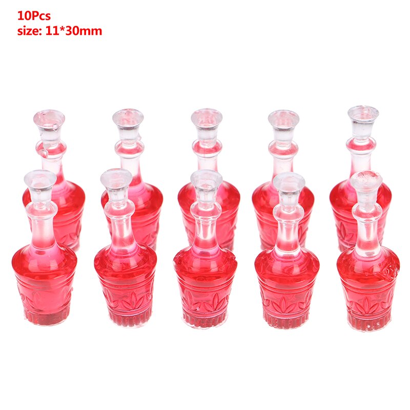 10pcs/set 1:12 Dollhouse Miniature Wine Bottle Whisky Simulation Drinks Model: a6