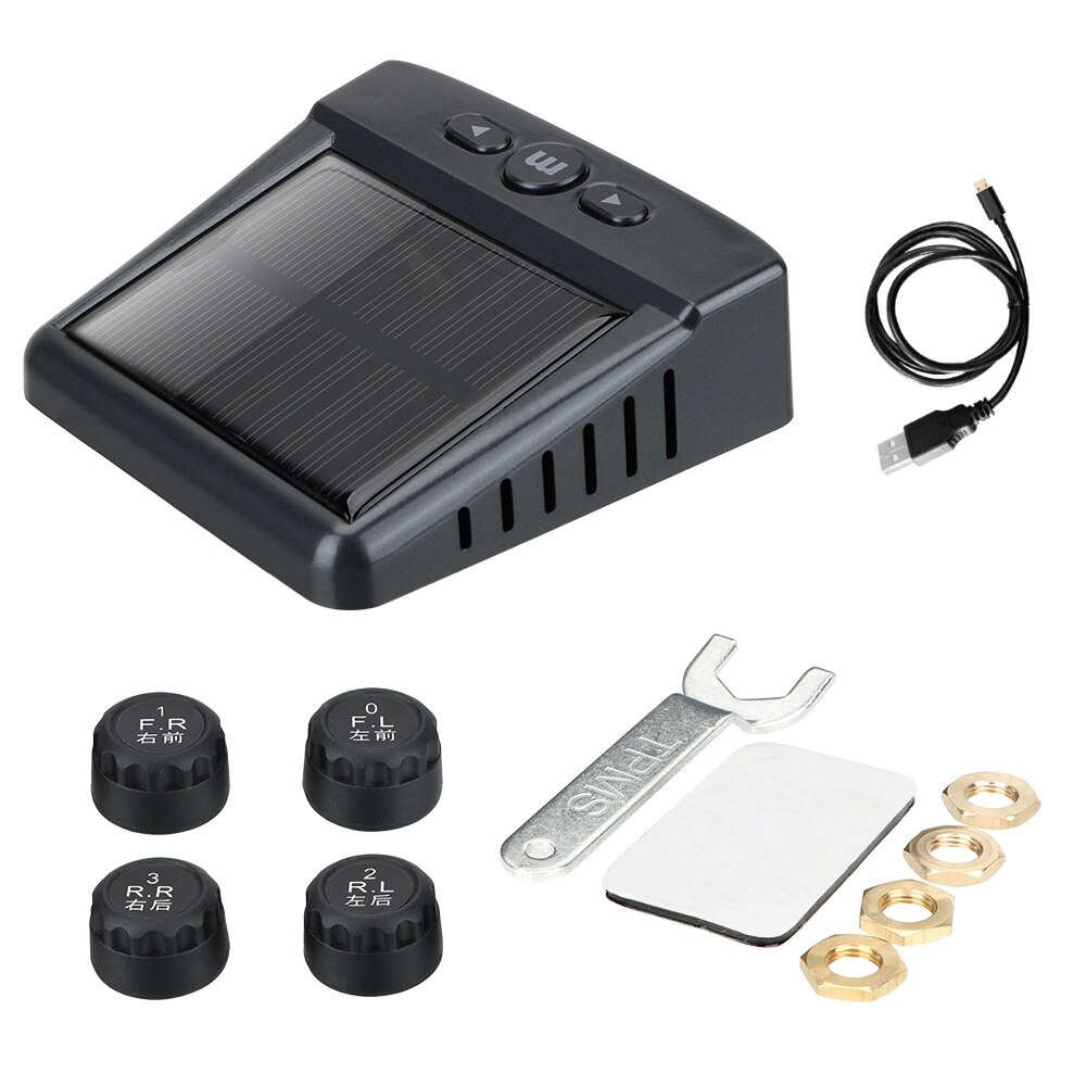 LEEPEE-sistema de supervisión de presión de neumáticos, Monitor de presión de neumático de coche, Sensor Solar externo/interno, TPMS con 4 sensores externos: External