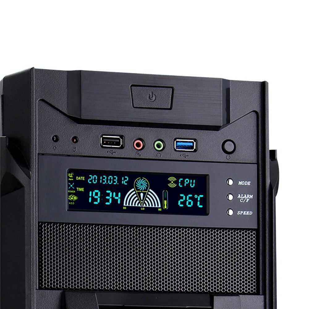 Zeadow 5.25" Fan Speed Controller Computer Case Fan Temperature Controller Front Panel Date Time Temperature Display Drive Bay