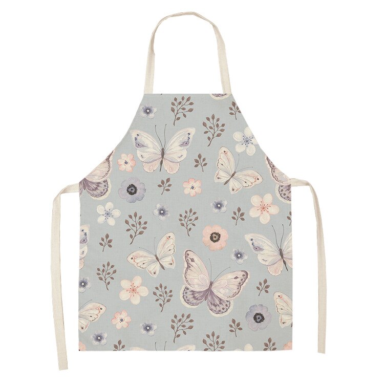 Karikatur Schmetterling Schürze Gedruckt Küche Schürzen für Frauen Baumwolle Leinen Hause Kochen Backen Taille Lätzchen Schürze Reinigung Werkzeuge: A7 / 68x55cm