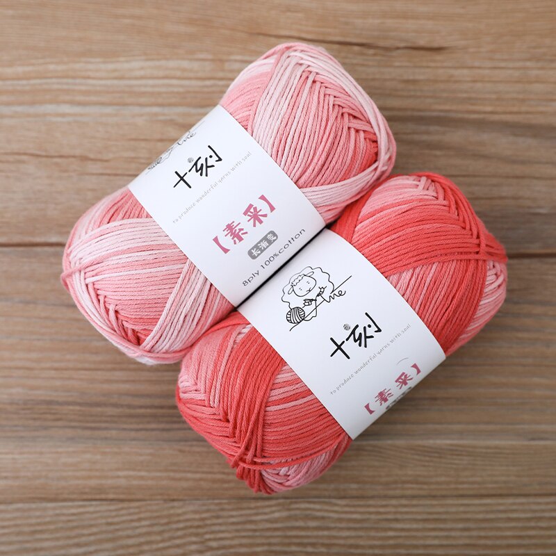 2pcs (50g×2) SHIKE Gradient Cotton Yarn Autumn And Winter Hand Knitting Wool Crochet Sweater Shawl Clothing DIY 50g/Ball: WHITE