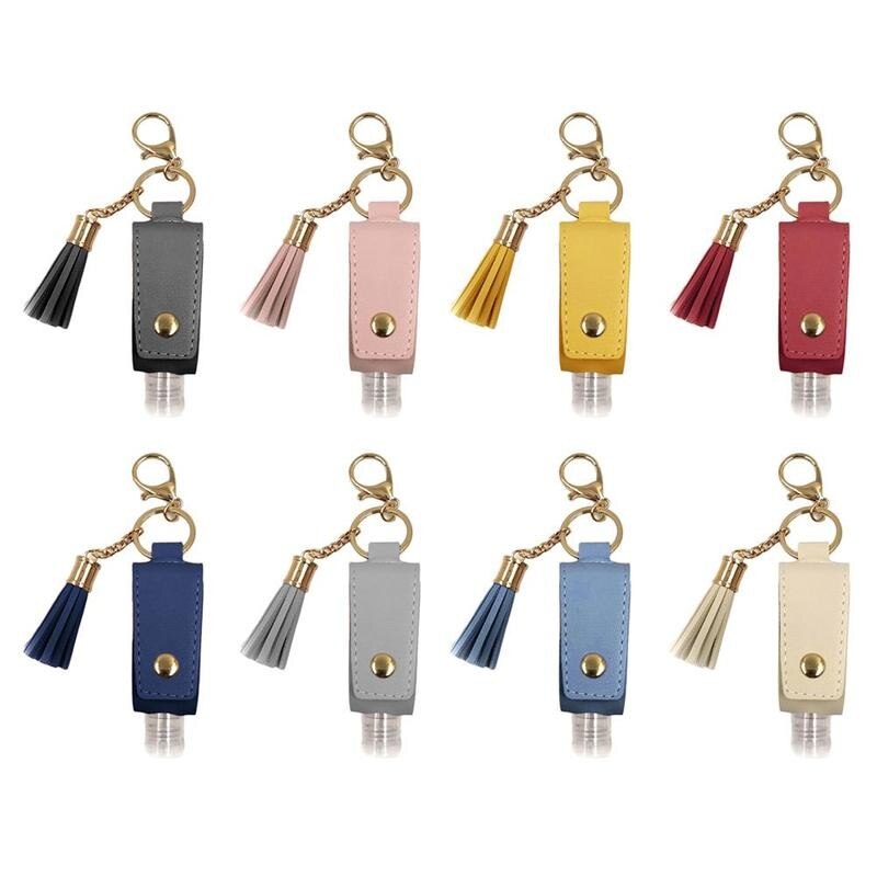 Porte-clés de Gel hydroalcoolique 30ml, étui de désinfectant pour les mains, Mini bouteilles de Gel hydroalcoolique Portable, étui en cuir, porte-clés de santé