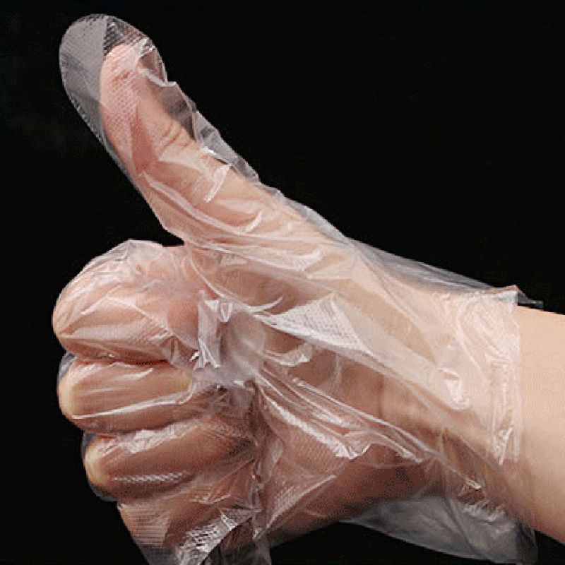 100Pcs di Plastica Usa E Getta In Polietilene Trasparente Guanti H55B