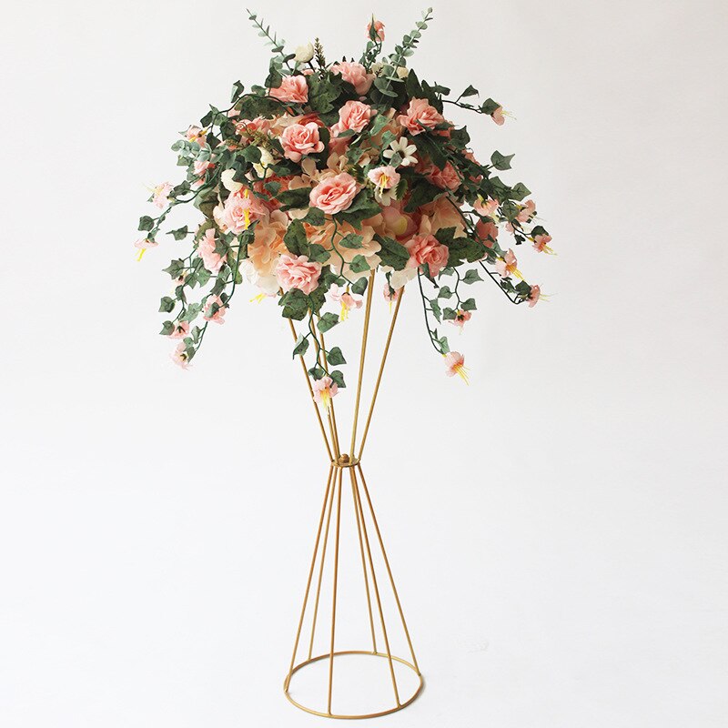 Brugerdefinerede 38cm silke rose kunstige blomster kugle centerpieces arrangement indretning vej bly til bryllup bagtæppe bord blomst bold: Frisk lyserød