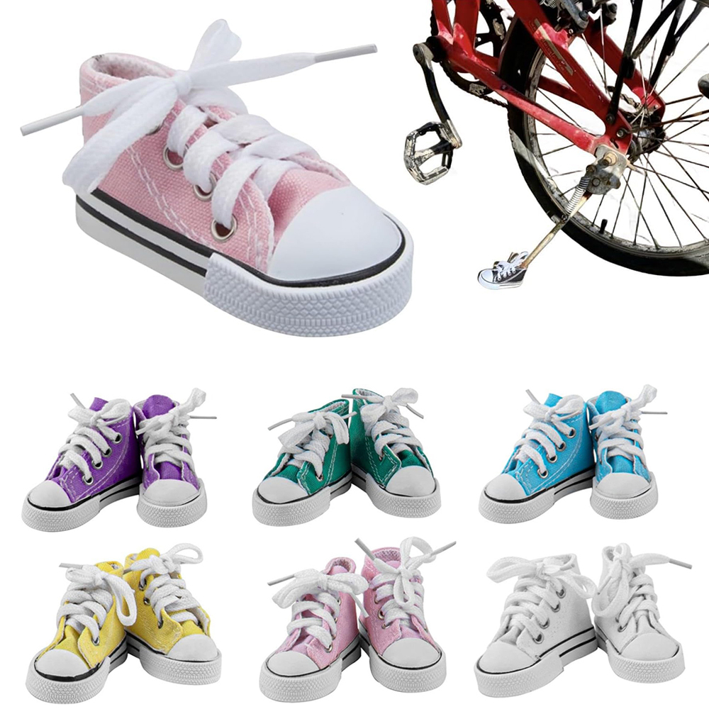 2 Stuks Motorfiets Kickstand Schoenen Moto Voetsteun Motorfiets Zijstandaard Schattige Mini Canvas Schoenen Zijstandaard 7.5Cm