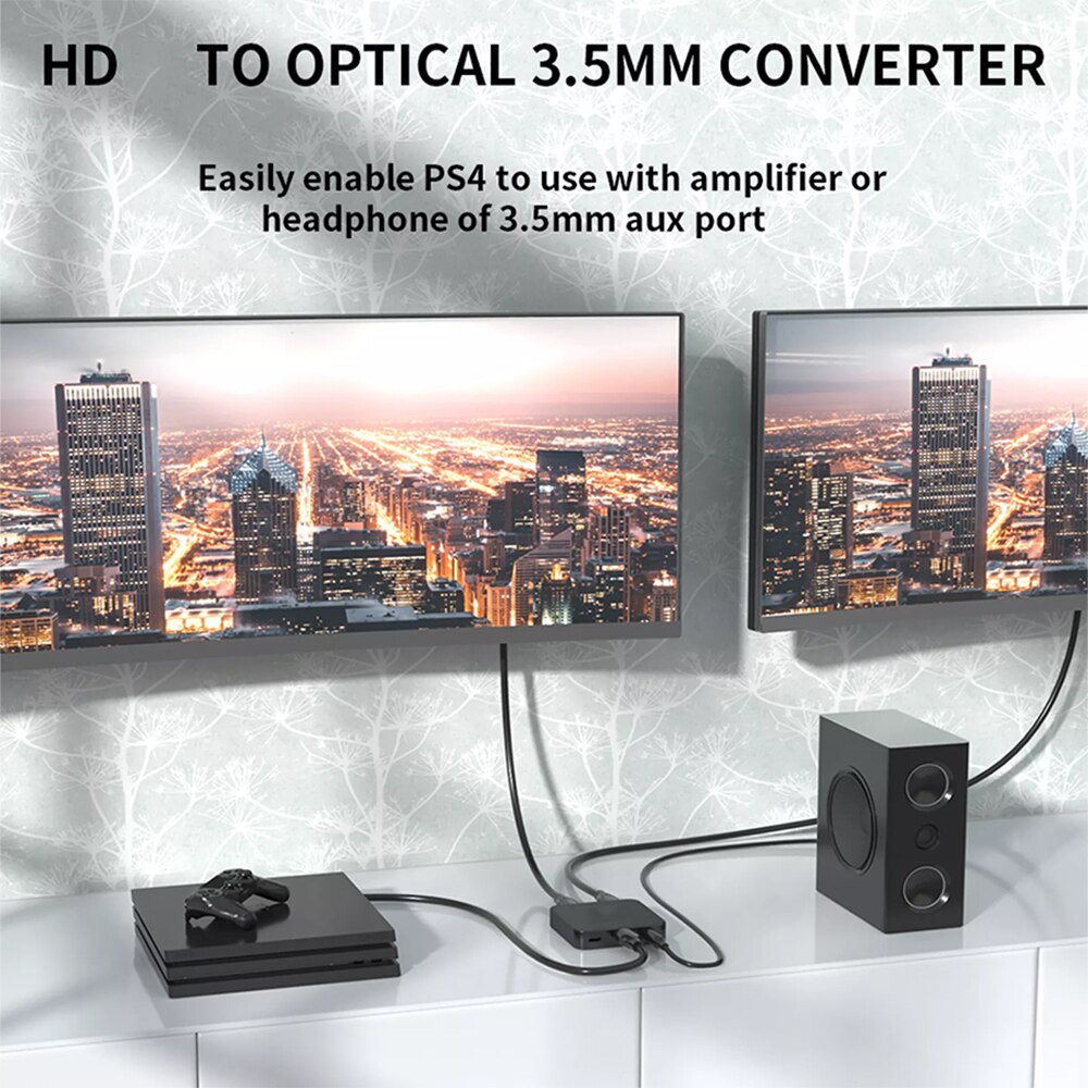 4K 1x2 HDMI-Compatible Switcher Mini 1IN2 OUT Audio Extractor Converter For PS4 Home Theater Application Switch Adapter Spliter