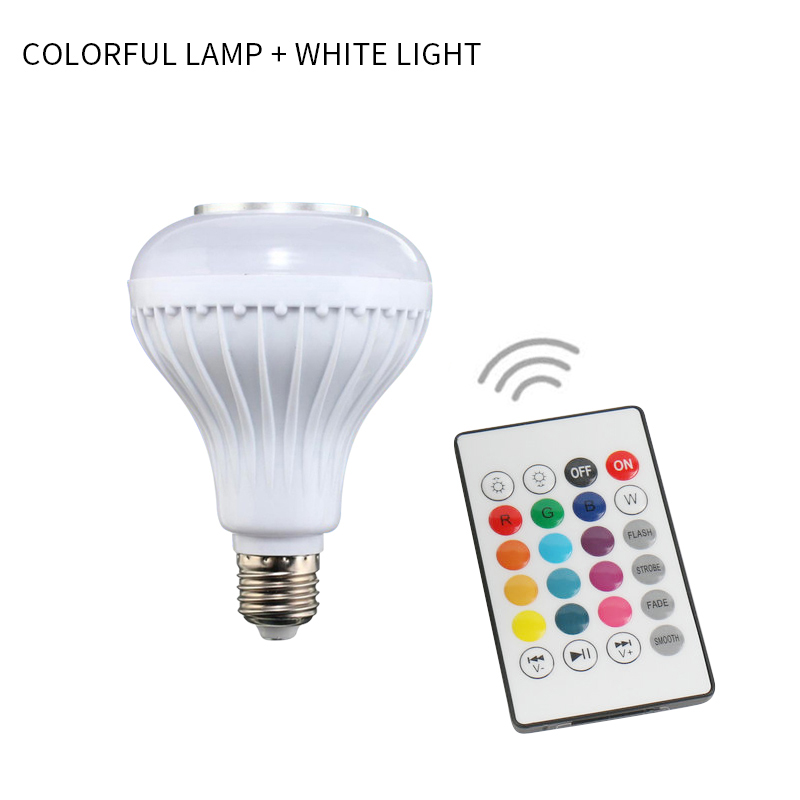 Bluetooth Gloeilamp Speaker Smart Led Rgb Kleur Lamp Licht E27 Met Afstandsbediening Multicolor Verlichting E27: plus white color