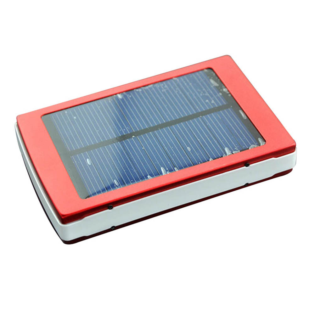 Dual Usb Solar Mobiele Power Bank Nestelen Draagbare Batterij Oplader Doos Camping Licht Pr: Red