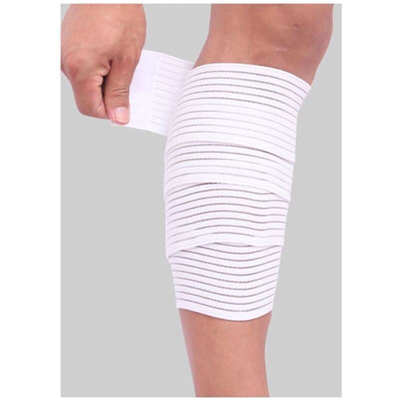Multi-purpose 90cm fitness sport skinnebensbeskytter underbensbeskytter lægskaft beskyttelse bandage bælte bånd knæpude til mænd kvinder: Hvid