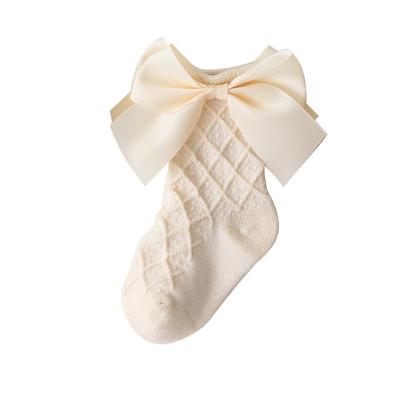 Großen BöGen Weiche Baumwolle Lange Rohr Baby Mädchen Socken Winter Herbst Neugeborenen Kleinkind Prinzessin Mädchen Socken Baby Kleidung Zubehör: Beige