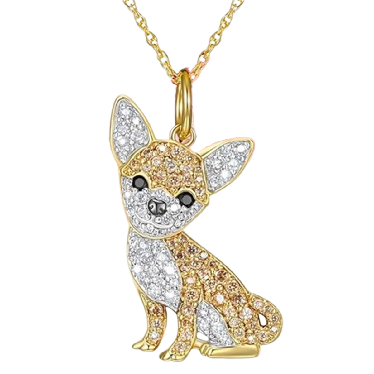 Collar con colgante de Chihuahua dorado bonito y para mujer, exquisitos accesorios de joyería para cachorros, de vacaciones para amantes de los perros: De arma
