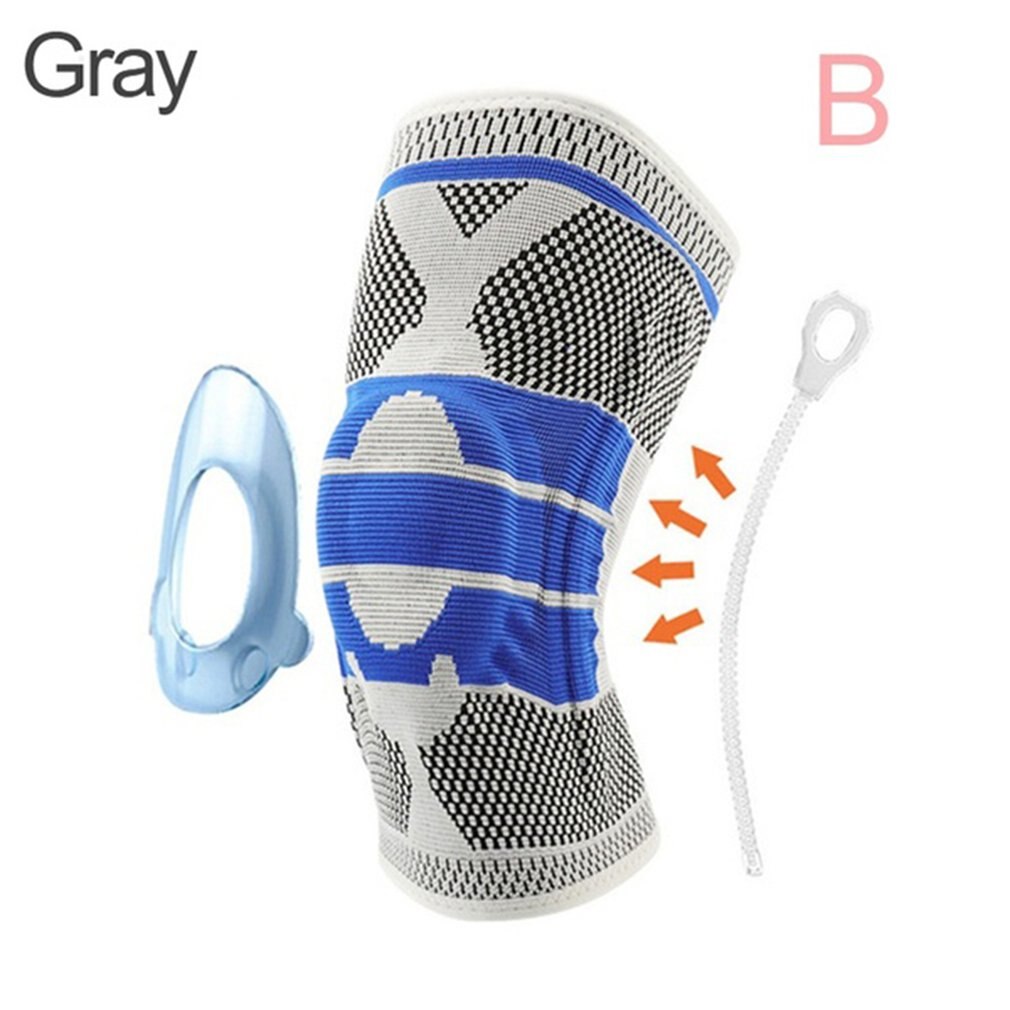 1 pcs Knee Protector Brace Silicone Spring Knee Pad Basketball Running Compression Knee Sleeve Support Sports Kneepads: White / L