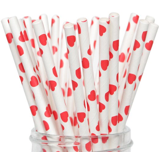 25pcs Black Red Paper Straws Straws For Birthday Wedding Decorative Party Event Drinking Straws Supplies: Red 3