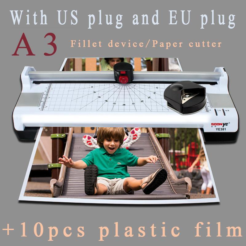 A3 Photo Paper and Cold Thermal Laminator Machine Quick Warm-up Fast Laminating Speed with EU Plug Multifunctional functions