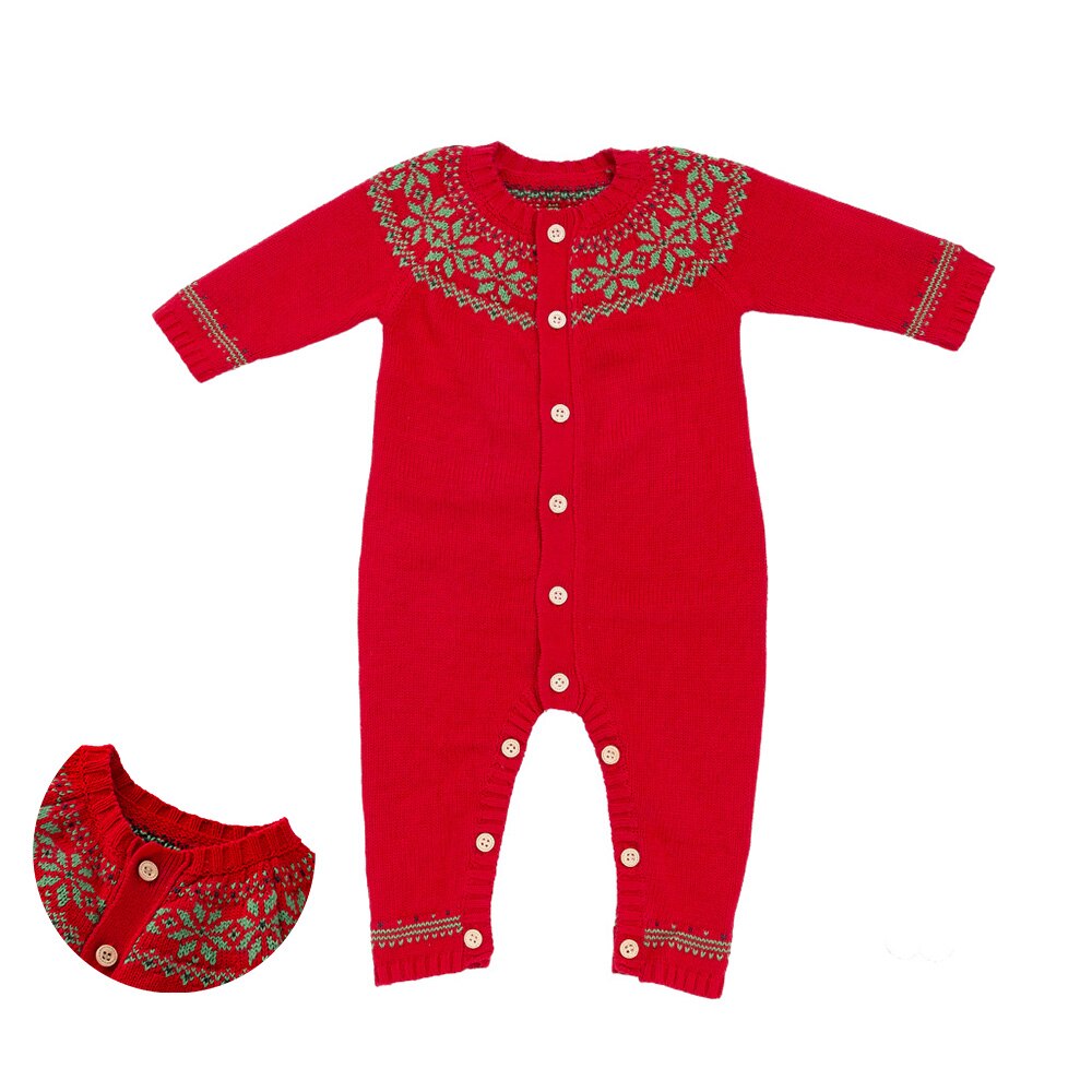 Kerst Dag 0-24 Maanden Baby Peuter Baby Meisjes &amp; Jongens Jurk Lange Rode Jumpsuit-Kids Kleding-Gebreide Katoenen