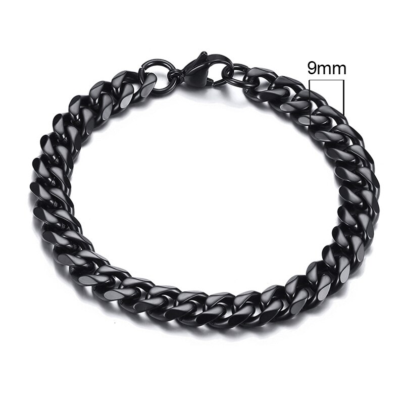 Vnox Heren Eenvoudige 3-11mm RVS Curb Cubaanse Link Chain Armbanden voor Vrouwen Unisex Pols Sieraden