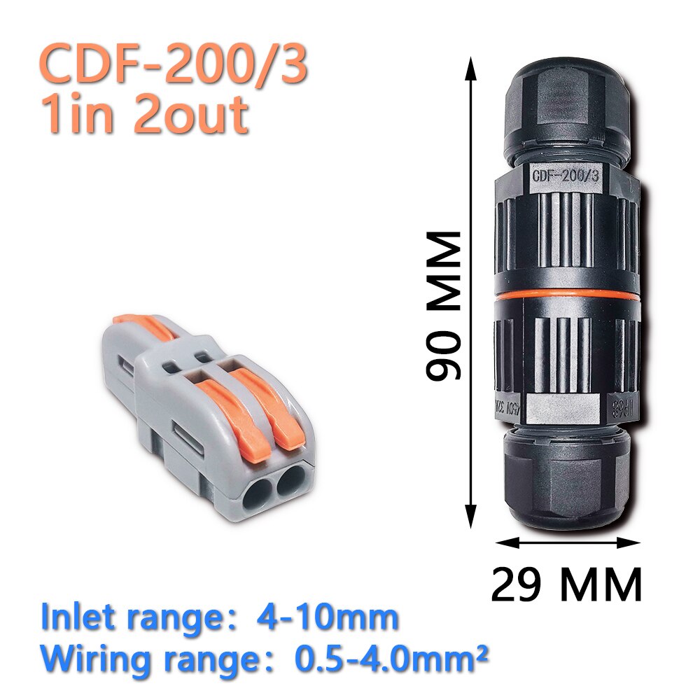 IP68 Quick Push in Terminal block Conductor Connector Electrical Waterproof Connector Wire Cable 2/3/5 Pin Outdoor Plug Straight: IP68 F12O