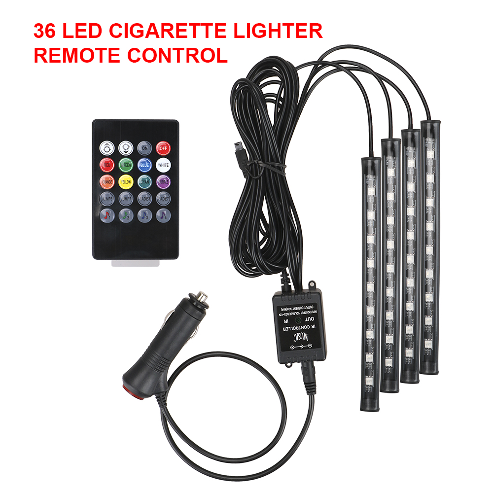 Ambient Lamp Remote/Voice Control Automotive Interior Decorative Lights 24/36/48 LED LED Car Foot Light Atmosphere Lamp: 8000K White Blue